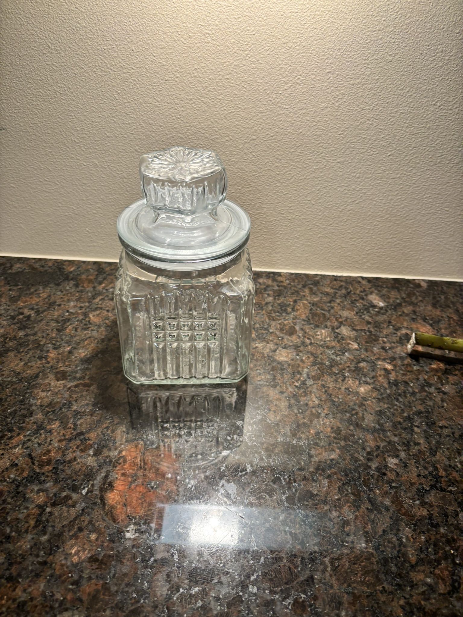 Vtg EKoeze's Clear Glass Apothecary Jar Canister Candy Cookie Jar