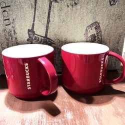 Starbucks Coffee Mug New Bone China 2012 Red/White 16 oz Vertical Embossed Logo