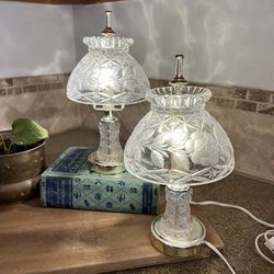 Vintage Crystal Etched Glass Lamps
