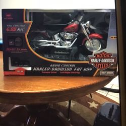 2003 Vintage Harley Davidson 6v Remote Control Fat Boy Motorcycle, New In Box, Never Used 