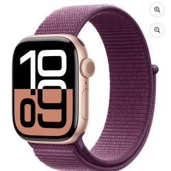 Apple Watch Series 10 [GPS + Cellular, 42mm] - Rose Gold Aluminum Case with Plum Sport Loop