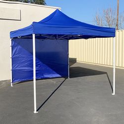(NEW) $100 Heavy Duty Canopy 10x10 FT with (1) Sidewall, Ez Popup Outdoor Party Tent Patio Shelter, Carry Bag 