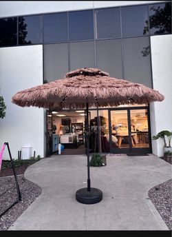 New 10'x10' Metal Frame Thatched Tiki Bar Gazebo Patio Gazebo with Straw Thatch Roofing