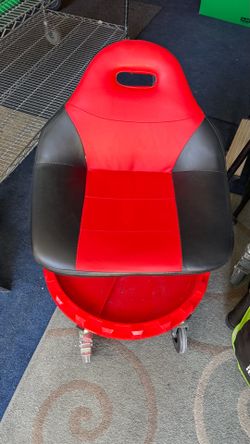 Heavy duty rolling shop stool with storage tray