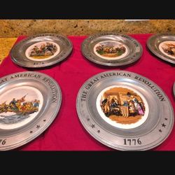 Vintage Bicentennial Pewter Plates