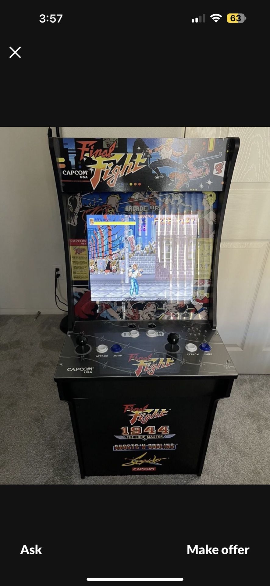 Arcade1UP Classic Cabinet Home Arcade, 4ft (Final Fight)