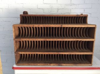 Vintage Wooden Post Office Hotel Mail Sorter