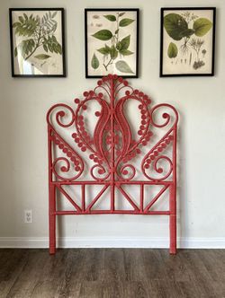 Vintage Boho Wicker Rattan Peacock Headboard