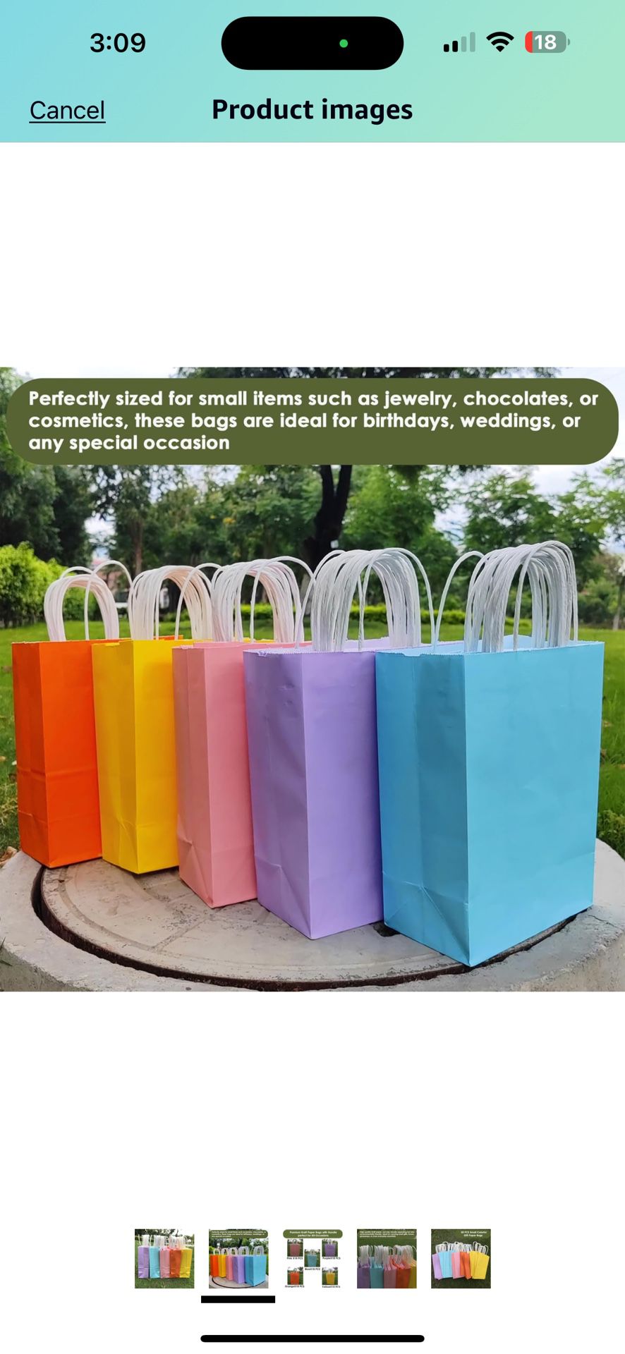 50 Pack Mixed-Colored Small Size Kraft Paper Bags with Handles for Wrapping Gifts and Goodies-8.26x5.9x3.15 Small Size Gift Bags