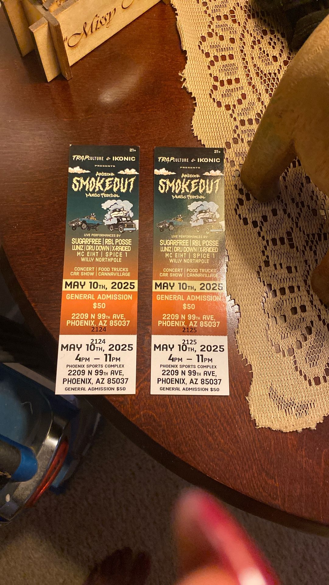 2 Tickets For Az, SMOKEOUT 60 For Both