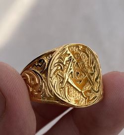 Size 13 Gold Scottish Rite Freemason Masonic Ring For Men Stainless Steel