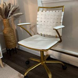 Faux Leather Gold Metal Adjustable chair