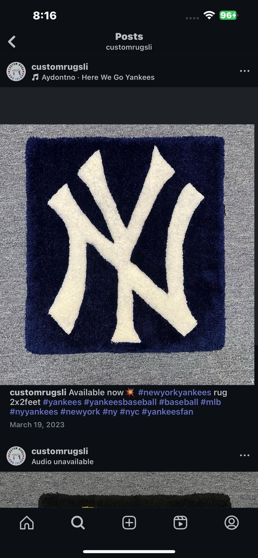 NY Yankees Handmade decor Rug 