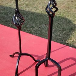 Pair of Twist Stem Wrought-Iron Candle Stands!