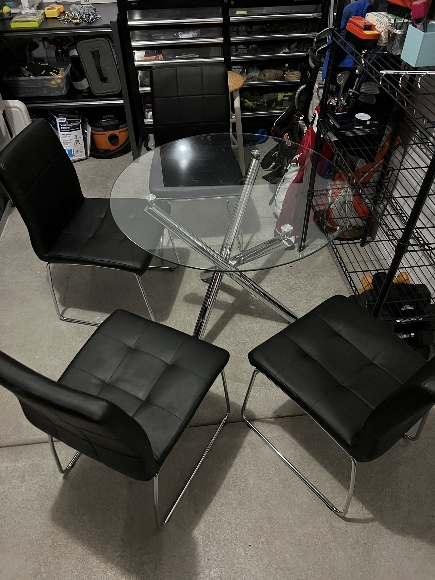 48” Glass Table With 4 Chairs