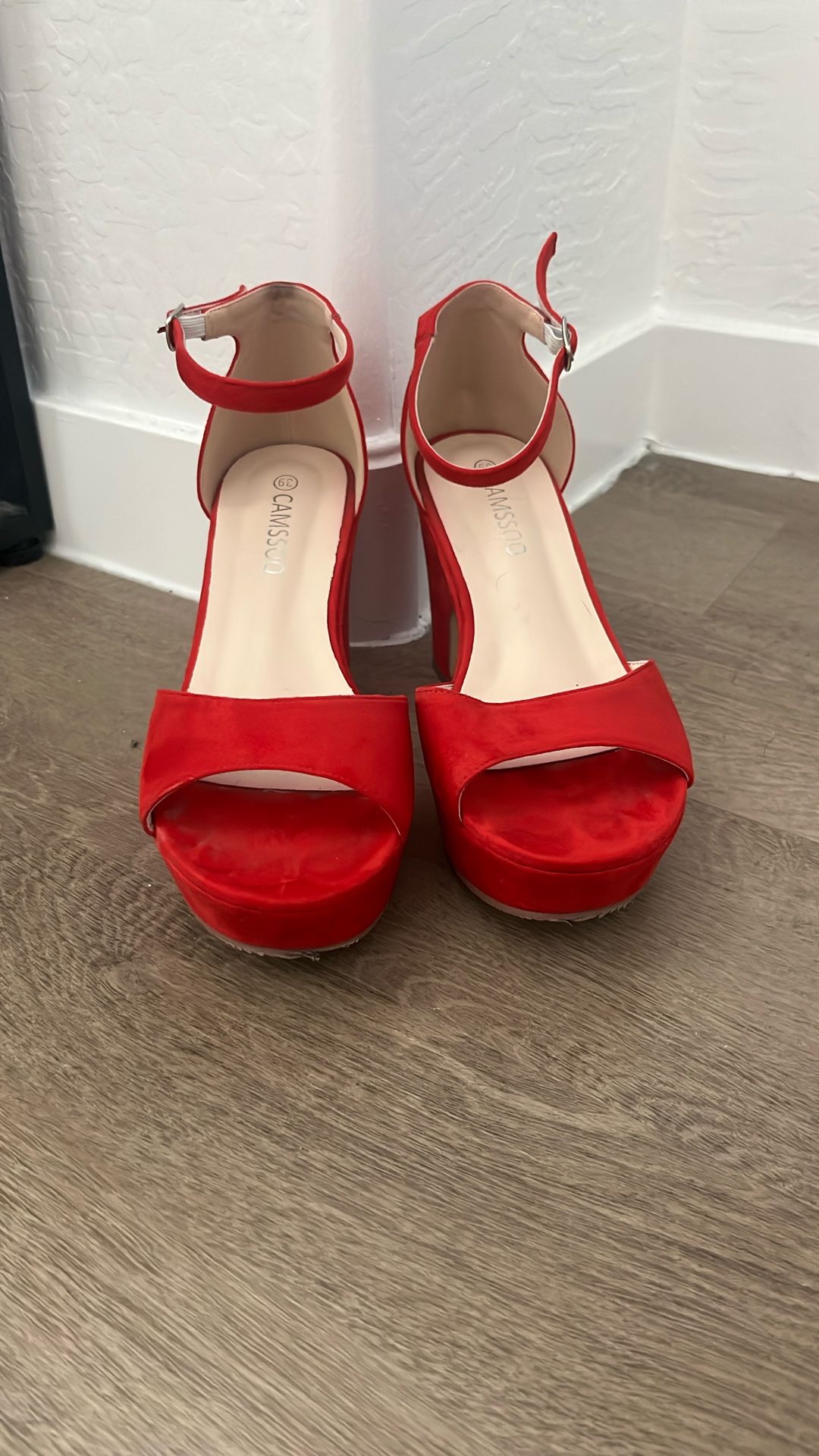 Camssoo Red Platform Heels