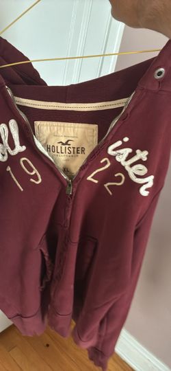 Hollister Zip-Up Hoodie XL Burgundy