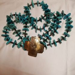 Chaco Canyon Sterling SILVER Chip TURQUOISE NECKLACE