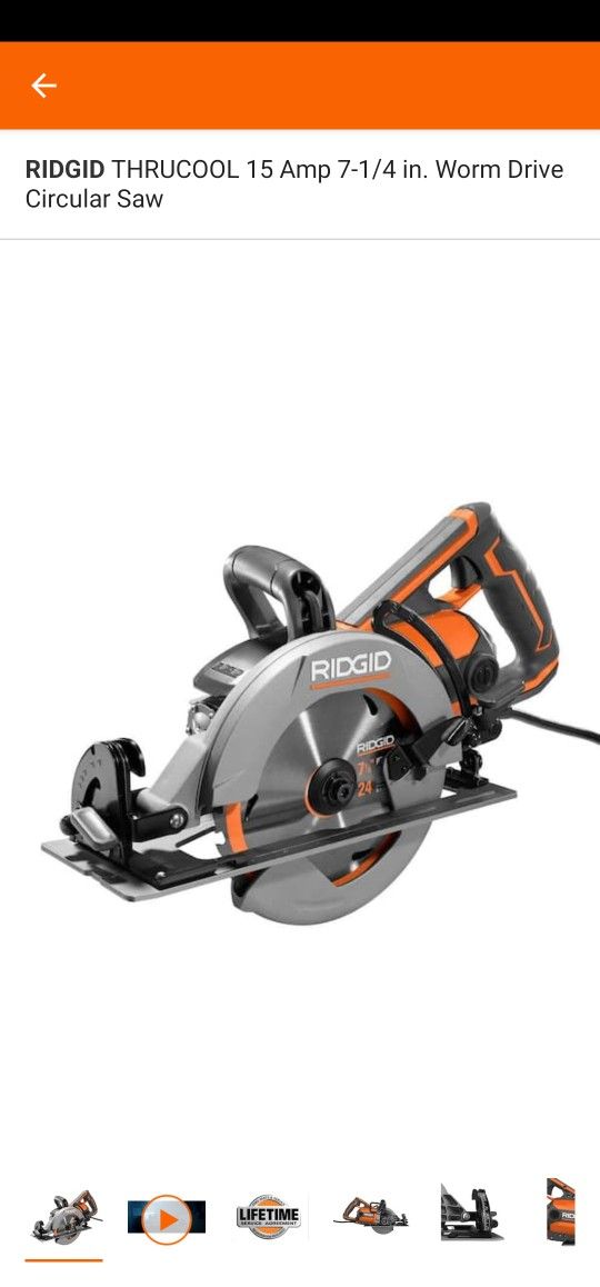 Rigid Thrucool 15amp 1/4 In Worm Drive Circular Saw