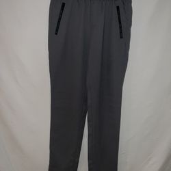 Ladies Womens Sz 2 Banana Republic Gray Pants With A Black Leather Stretch Waist 