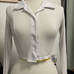Sheer white button up Pretty Little Thing