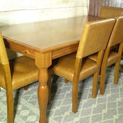Pier 1 Imports - Pine Wood Dinning Table with 4 Chairs - Delivered