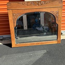 Solid Oak Antique Hanging Mirror 