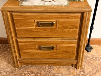 2 Oak Wood 3-Drawer Dresser with Brass Handles, armoire and dresser with mirror
