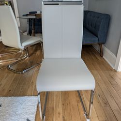4 Dining Chairs w/ Padded Seat High Back and Sturdy Chrome Legs