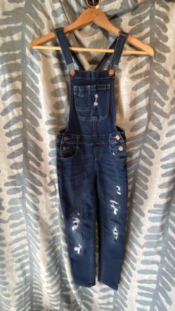 Girls Justice Size 10 Blue Jean Distressed Bib Overalls