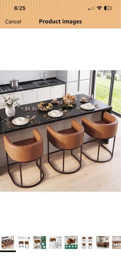 Brand New!Counter Height Bar Stools Set of 3, Modern Counter Stools for Dining Room, 24 Inch Barstools for Kitchen Island, Faux Leather Bar Stool with