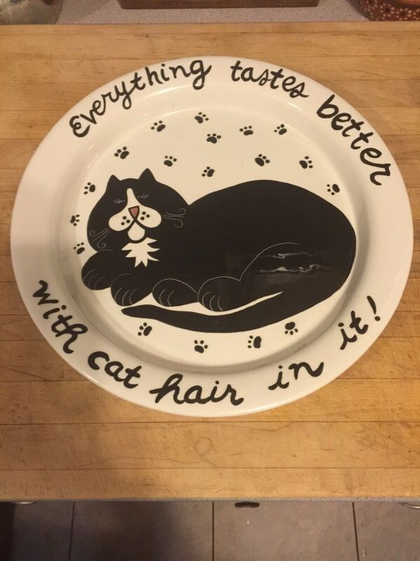 EVERYTHING TASTES BETTER WITH CAT HAIR IN IT OVAL PLATTER 13 X 9"