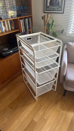White Metal Mesh Storage Drawers