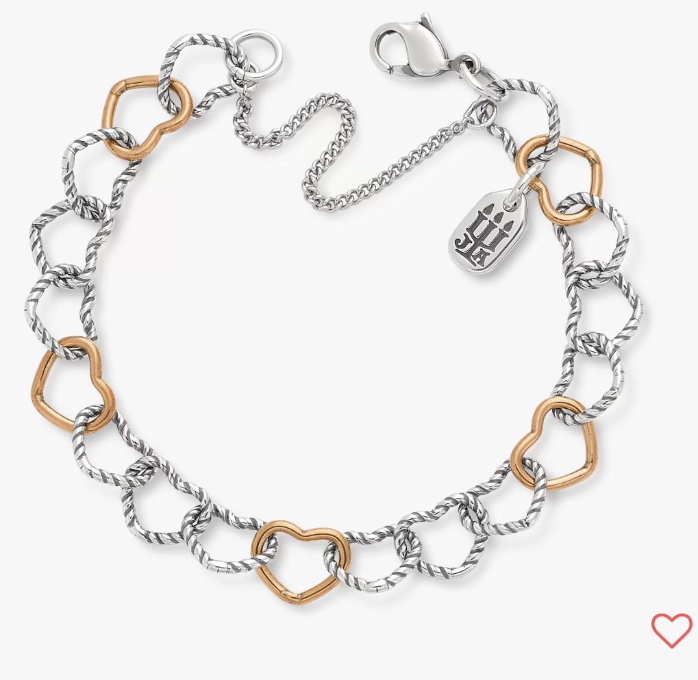 James Avery Twisted Wire Connected Hearts Charm Bracelet