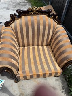 Baroque Style Carved Wood Accent Chair