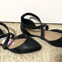 black strappy ballerina pointy flats 