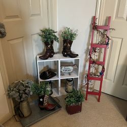 Cowboy Boot Faux Greenery Arrangements 