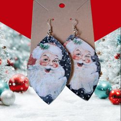 Santa red plaid drop earrings