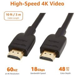 Amazon Basics HDMI CABLE..4K video at 60 hz with 48-bit deep color, and supports 3D, ARC and bandwidth up to 18 Gbps