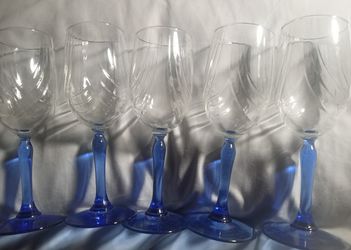 5-Vintage Lenox Cobalt Wine Glasses