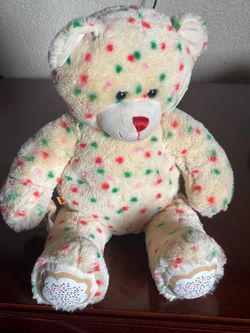 Brand New Mint Build-A-Bear Workshop Christmas Sugar Cookie Bear – Cream with Red/Green/Pink Sprinkle Polka Dots (16”)