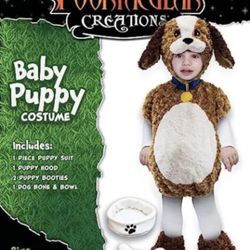 Toddler Puppy Costume, With Bone And Bowl, 18 To 24 Months Halloween Costume