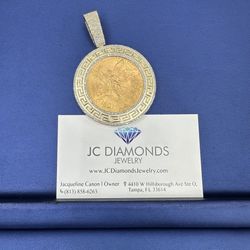 Pendant Coin 🪙 50 Peso Real And Diamonds 💎 Bezel 