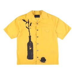 Prada Yellow Short Sleeve Button-Up Shirt