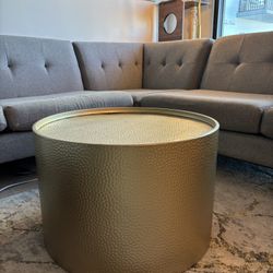 Round Gold Textured Coffee Table 