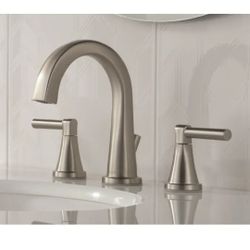 2 Becker Spotshield Brushed Nickel Widespread 2-handle WaterSense Mid-arc Residential Handle Ba...