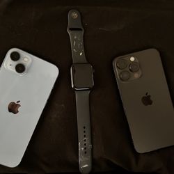 iPhone 14 Pro max(Grey), iPhone 14 Plus (Blue), Apple Watch SE 44mm