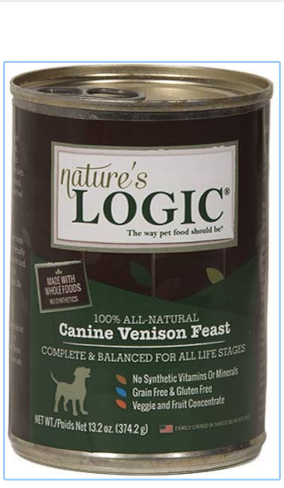 New NATURE'S LOGIC Canine Venison Dinner Fare Canned Dog Food (Case of 12)