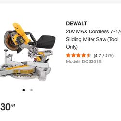 Cordless Dewalt 20 V Max Middle Saw 
