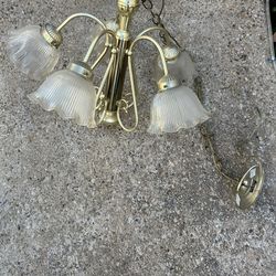 💡Vintage Tulip Glass Chandelier 💡